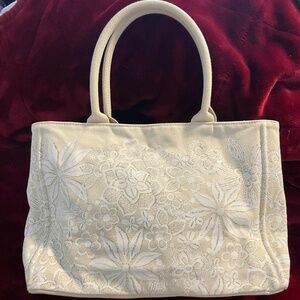 Oscar de la Renta - Ivory/Cream/Off-White Canvas Bag